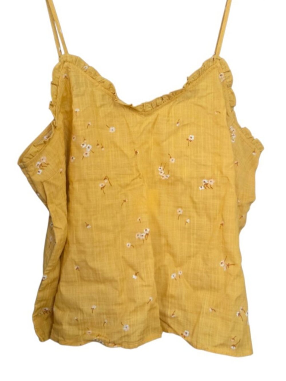 a.n.a Sweetheart Ruffle Trim Neck Sweet Floral Tank Top - XXL